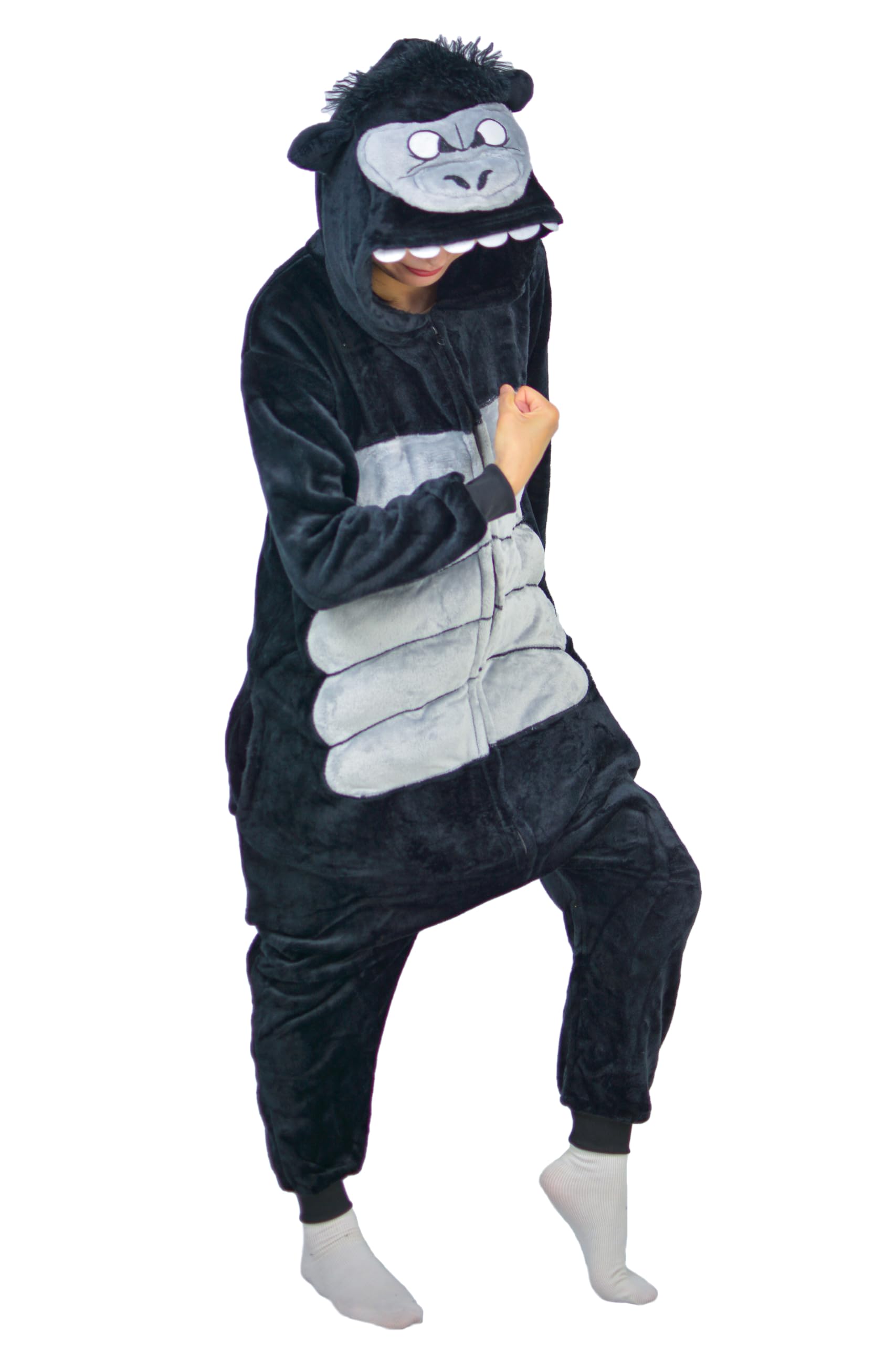 Gorilla Onesie Costume Adult Animal Jumpsuit Pajamas – S