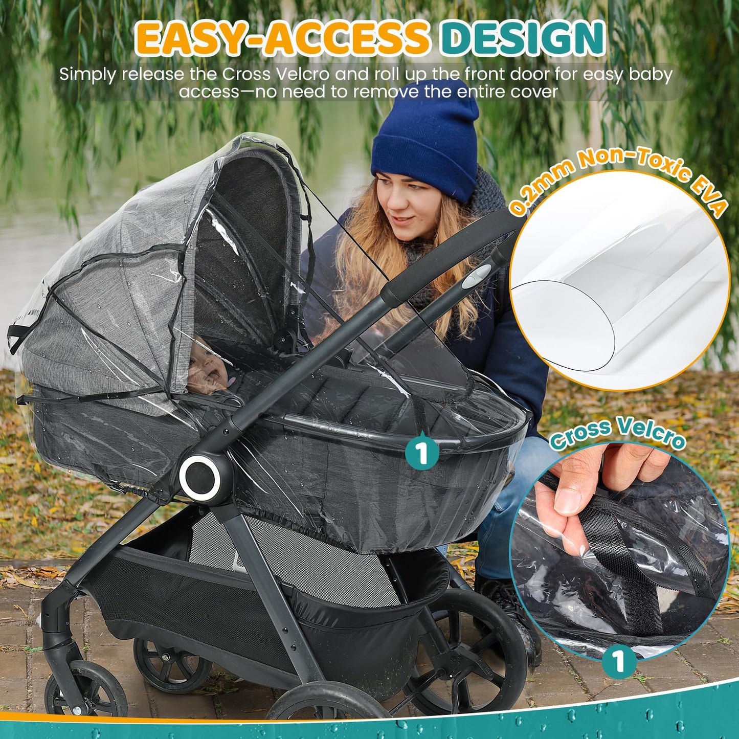 Universal Rain Cover for Pushchair Carrycot with Window – Transparent