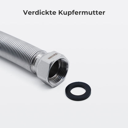 Flexible Corrugated Pipe 3/4in Adjustable 200-400mm Stainless Steel - 2-Pack