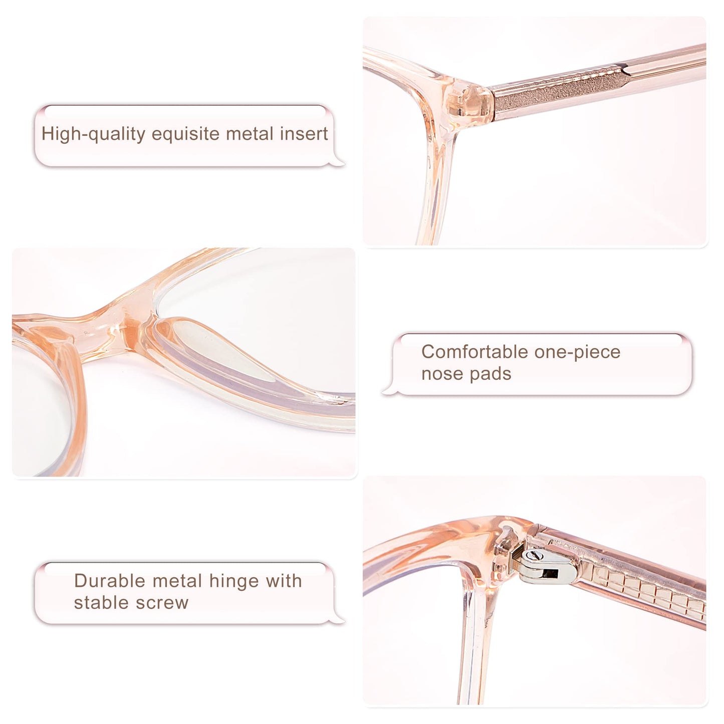 Women's TR90 Reading Glasses Blue Light Anti-Glare – Transparent Brown +4.0