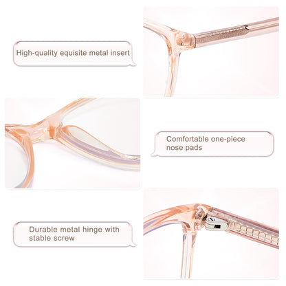 Women's TR90 Reading Glasses Blue Light Anti-Glare – Transparent Brown +4.0