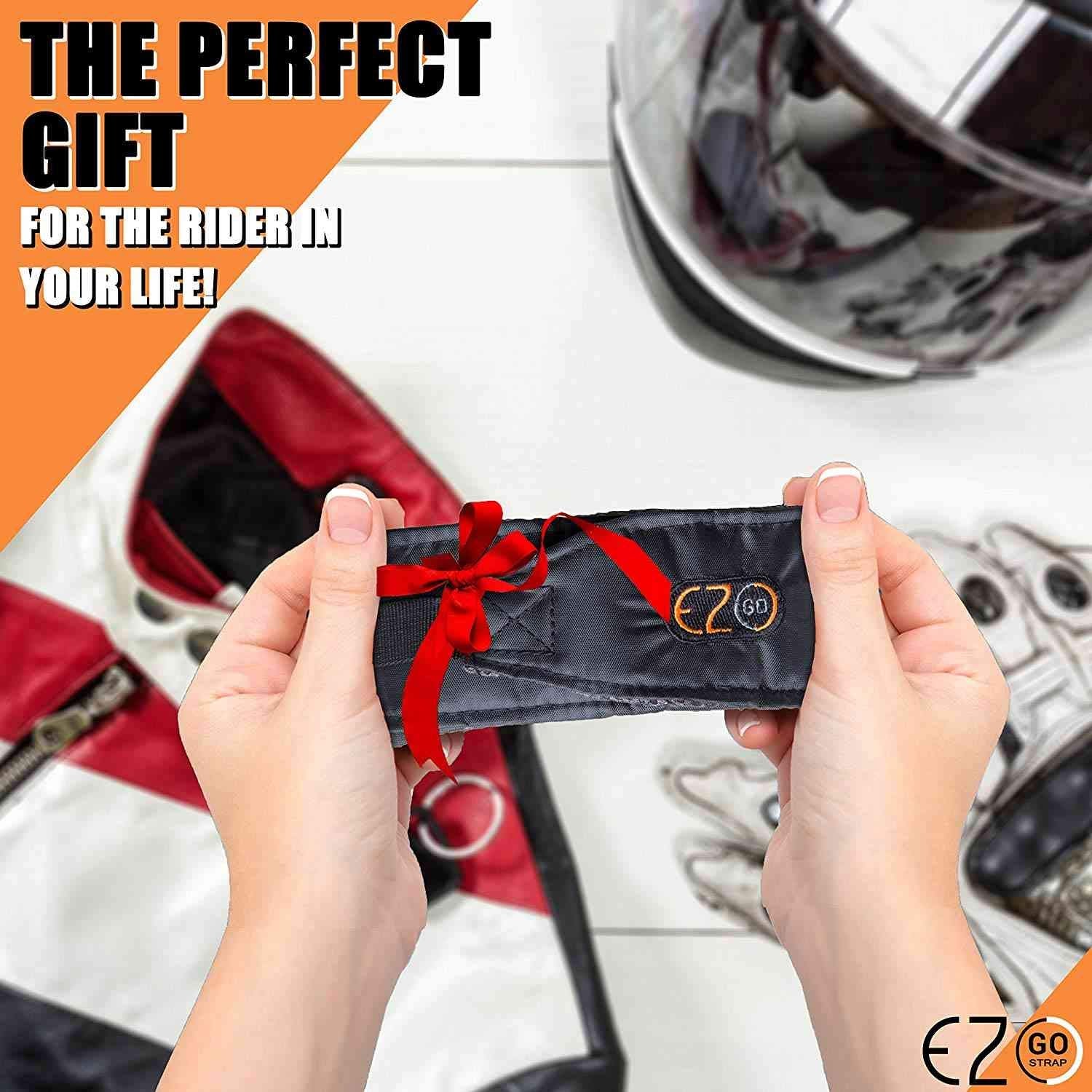EZ-GO Motorcycle Helmet Shoulder Strap - Adjustable Helmet Strap with Ratchet Closure for Free Hands - Motorcycle Accessories