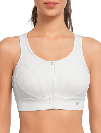 Sports Bra High Support Front Closure Racerback Plus Size – Yellow M