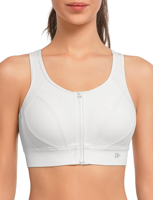 Sports Bra High Support Front Closure Racerback Plus Size – Yellow M