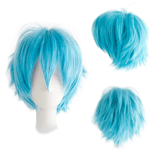 Cosplay Wig Short Straight Heat-Resistant Synthetic Anime Style – Sky Blue