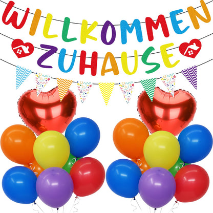 Welcome Home Party Decoration 17-Piece Garland Banner & Balloons Set – Multicolour