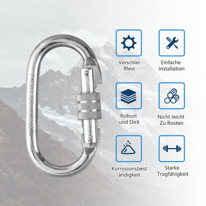Oval Carabiner Heavy Duty Screw Locking Carabiner 25KN – Black 2 Pieces
