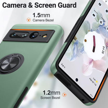 Google Pixel 7 Pro Phone Case with Stand Magnetic Car Mount Support Shockproof Bumper – Green