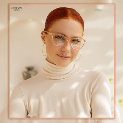 Women's TR90 Reading Glasses Blue Light Anti-Glare – Transparent Brown +4.0