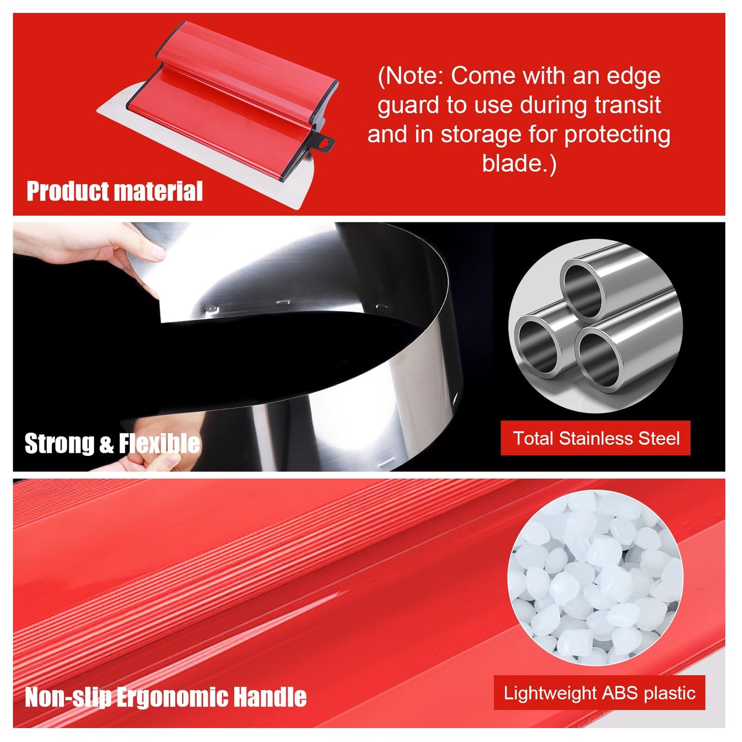 Spatula Set Stainless Steel Ergonomic 25cm & 40cm – Ideal for Large Wall Work Areas