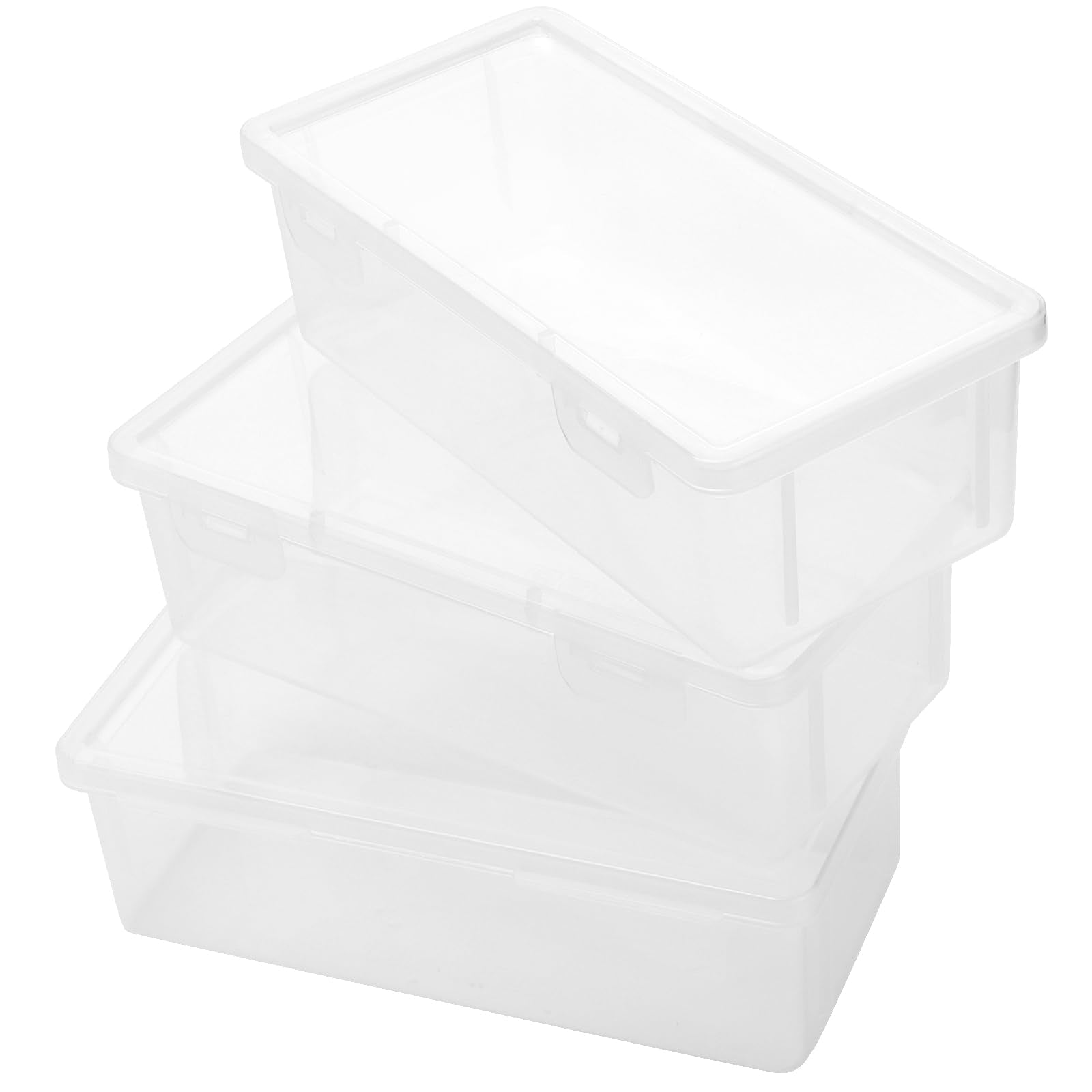 Plastic Stackable Pencil Boxes 8-Pack Transparent 19x9x6cm with Lid – Clear