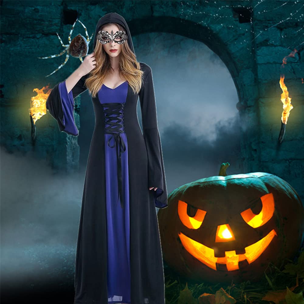 Vintage Witch Dress Halloween Costume Plus Size Renaissance Medieval – A, 5XL