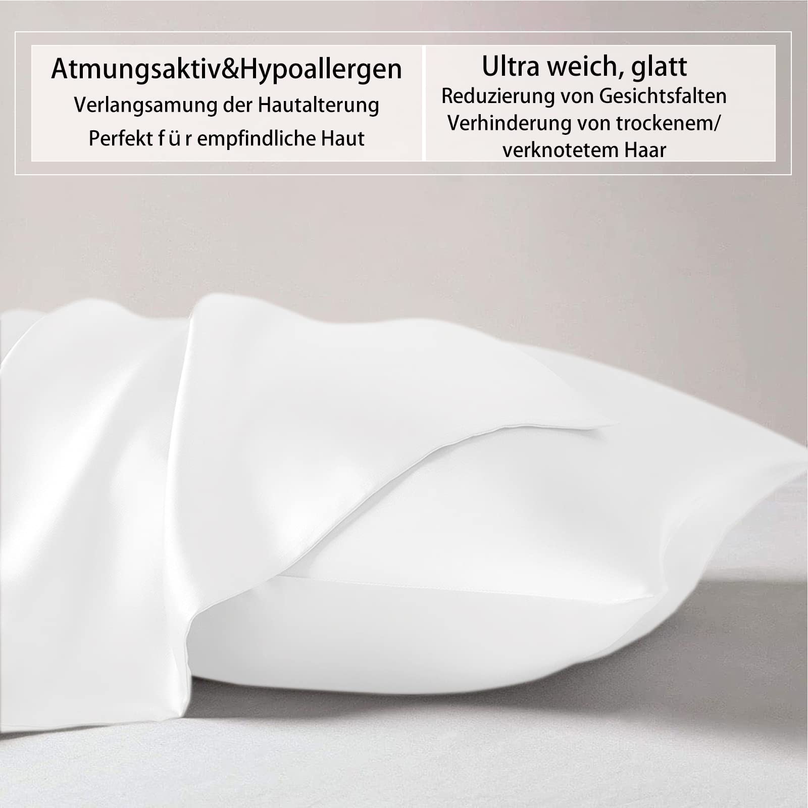 Texbee Silk Pillowcase 40x80cm for Hair and Skin 1PC Both Sides Natural Pillowcase Silk with Hidden Zipper Soft Breathable