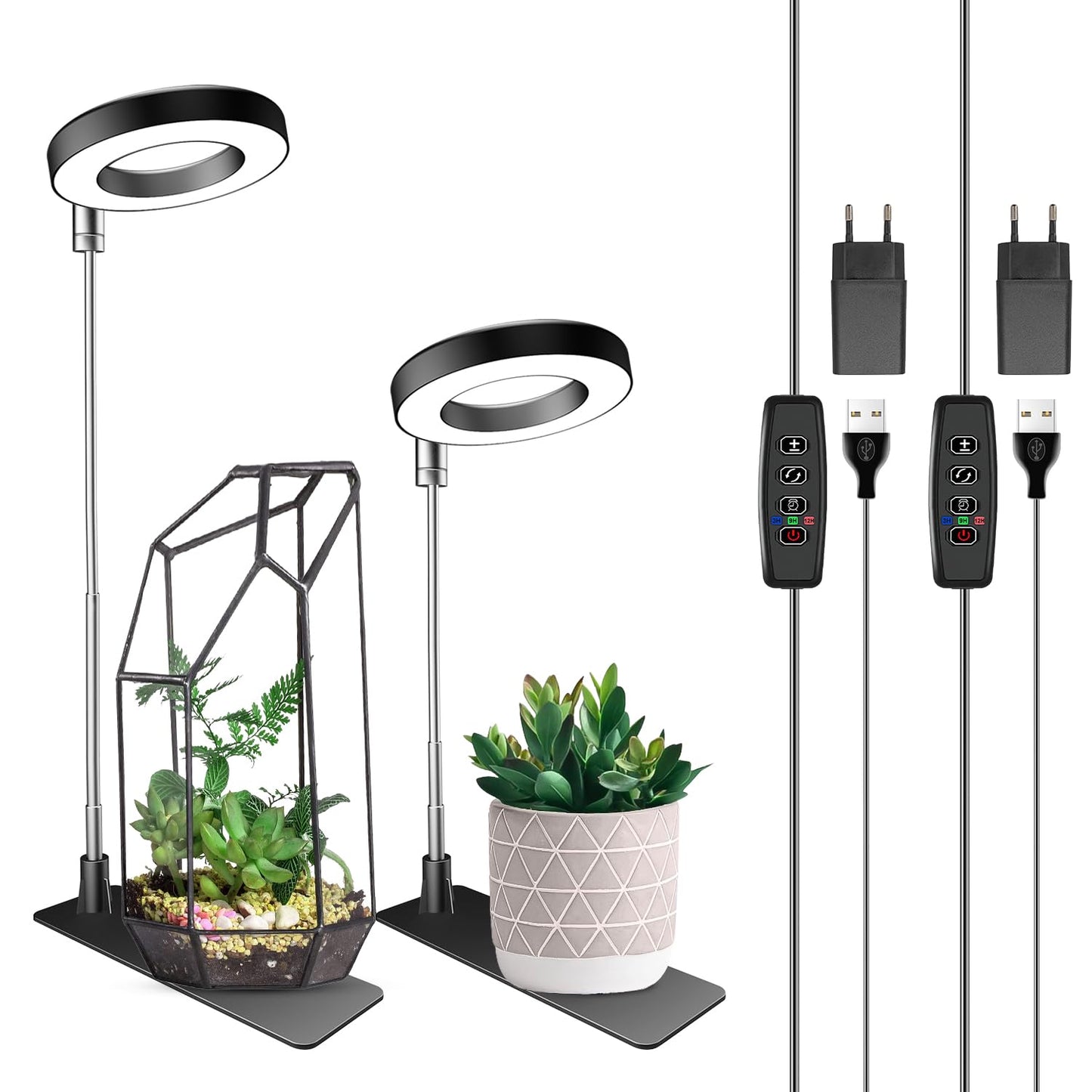 Wiaxulay LED Plant Lamp Full Spectrum for Indoor Plants Grow Light with 3 Modes Full Spectrum, 10 Brightness Levels, 3/9/12Hrs Timer, Plant Light, Height Adjustable Plant Light Base, 1 piece