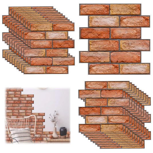 3D Brick Pattern PVC Wall Panels 30x30cm Waterproof Faux Stone Stickers 40pcs – Grey