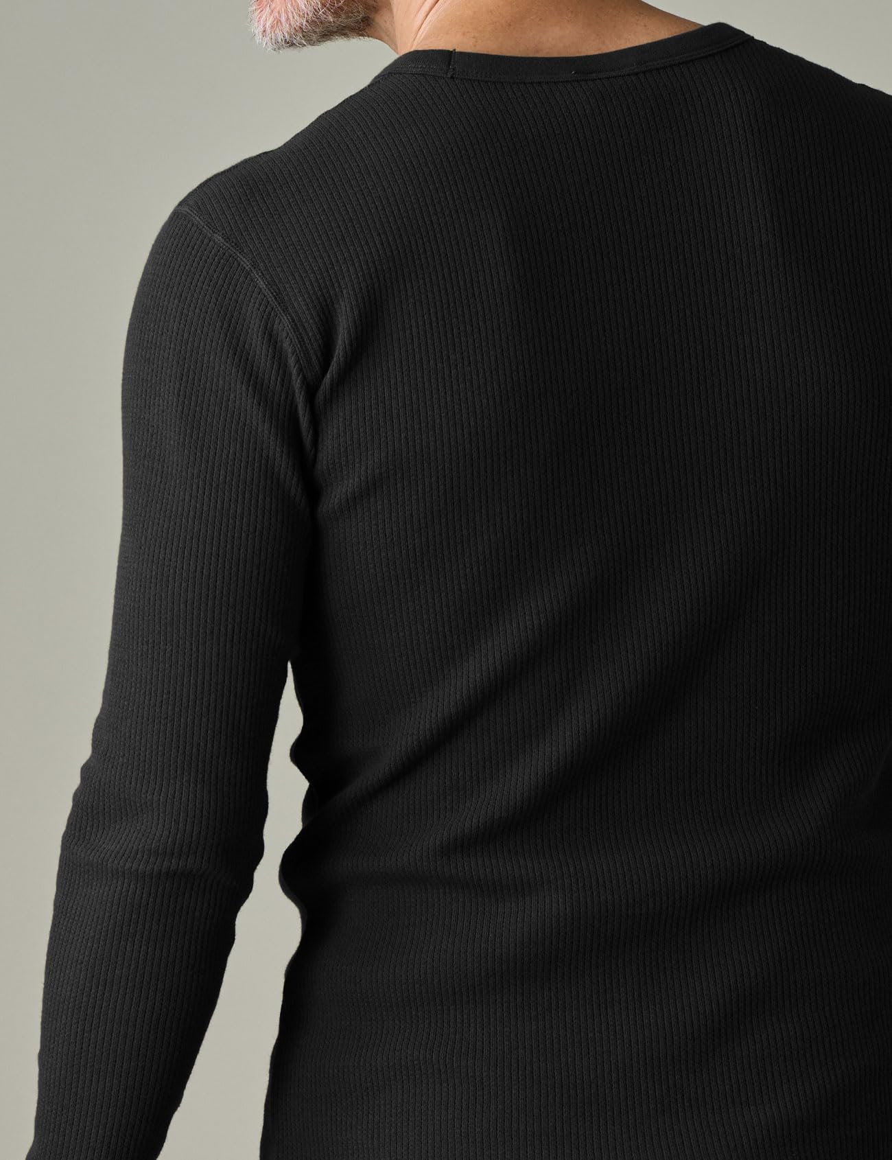LAPASA Men’s Waffle Thermal Top Warm Knit Undershirt – Black M