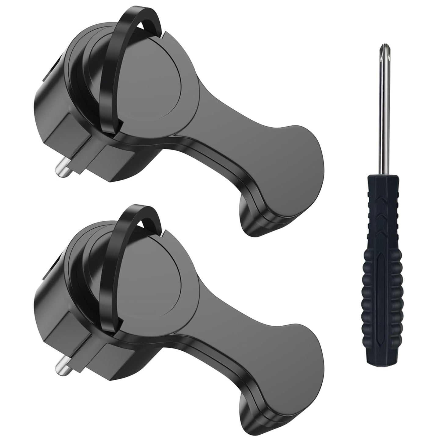 Extra-Flat Angled Schuko Plug 2-Pack 16A 250V Folding Handle for 3x1.5mm² Cables – Black