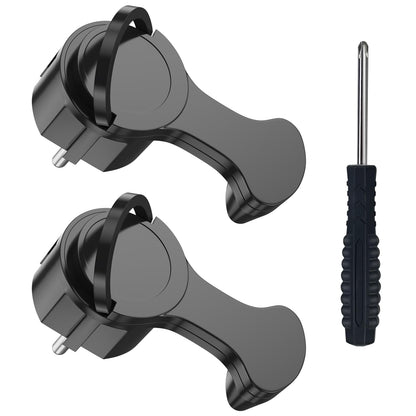 Extra-Flat Angled Schuko Plug 2-Pack 16A 250V Folding Handle for 3x1.5mm² Cables – Black