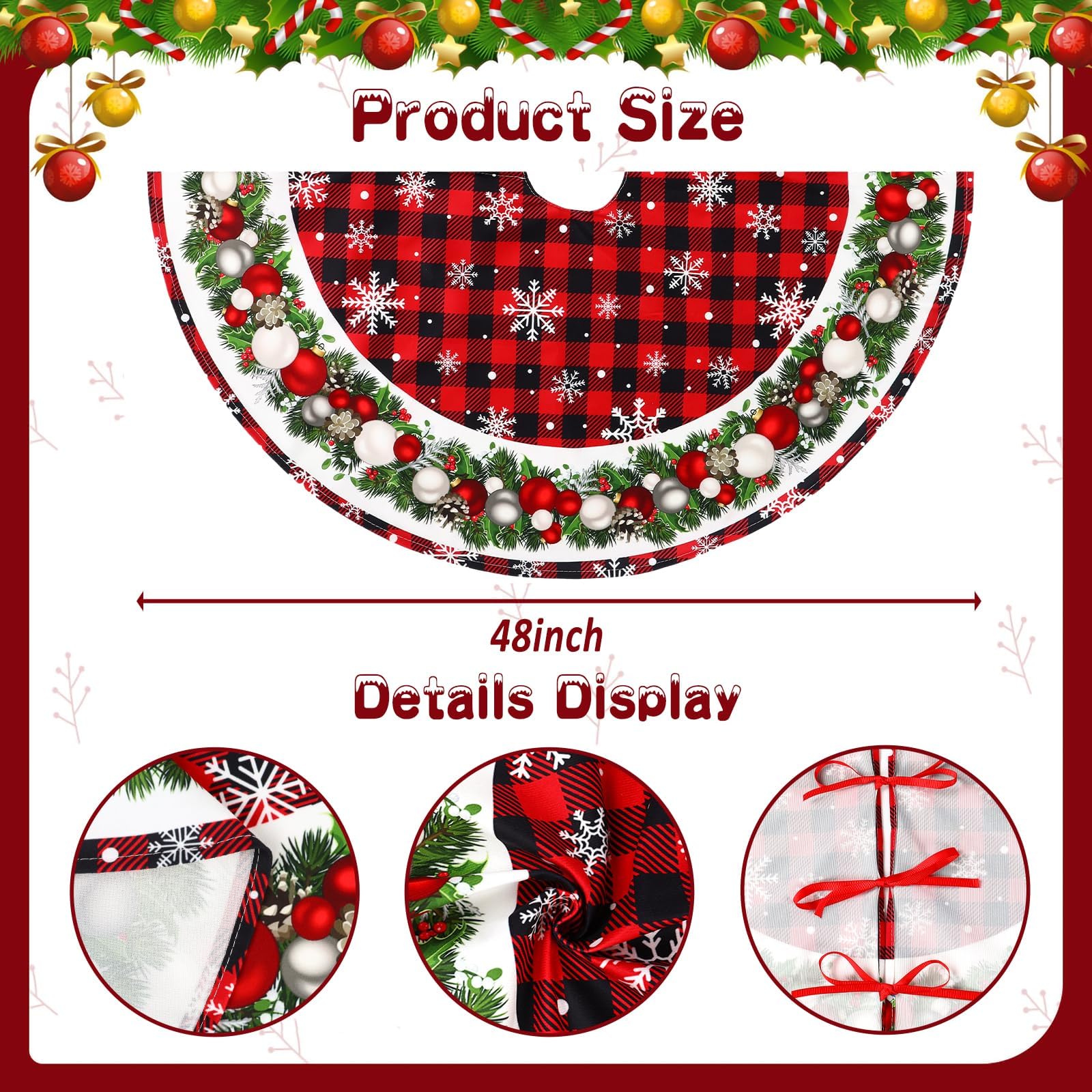 Christmas Tree Skirt 120cm Round Base for Holiday Party Decorations – Bell