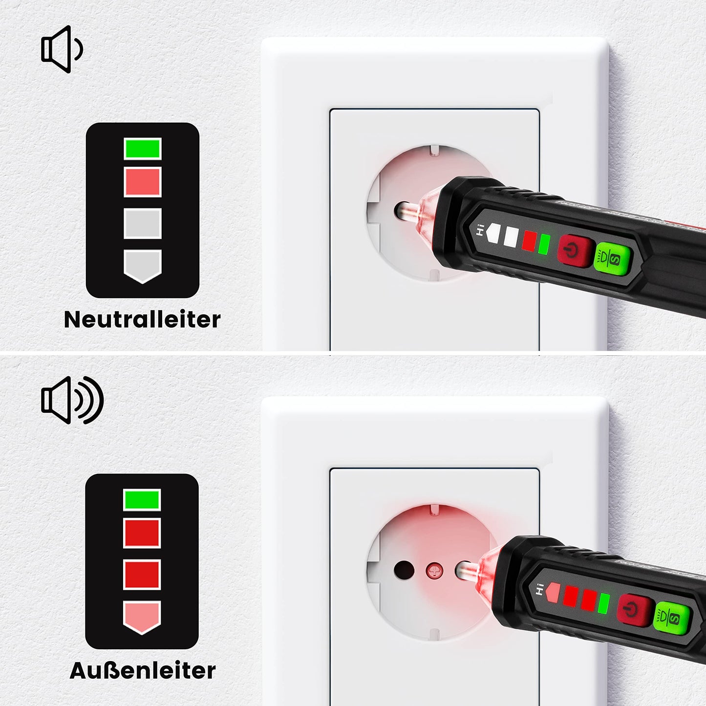KAIWEETS Non-Contact Voltage Detector VT200, LCD Voltage Tester with Dual Range to Identify Phase and Neutral,
