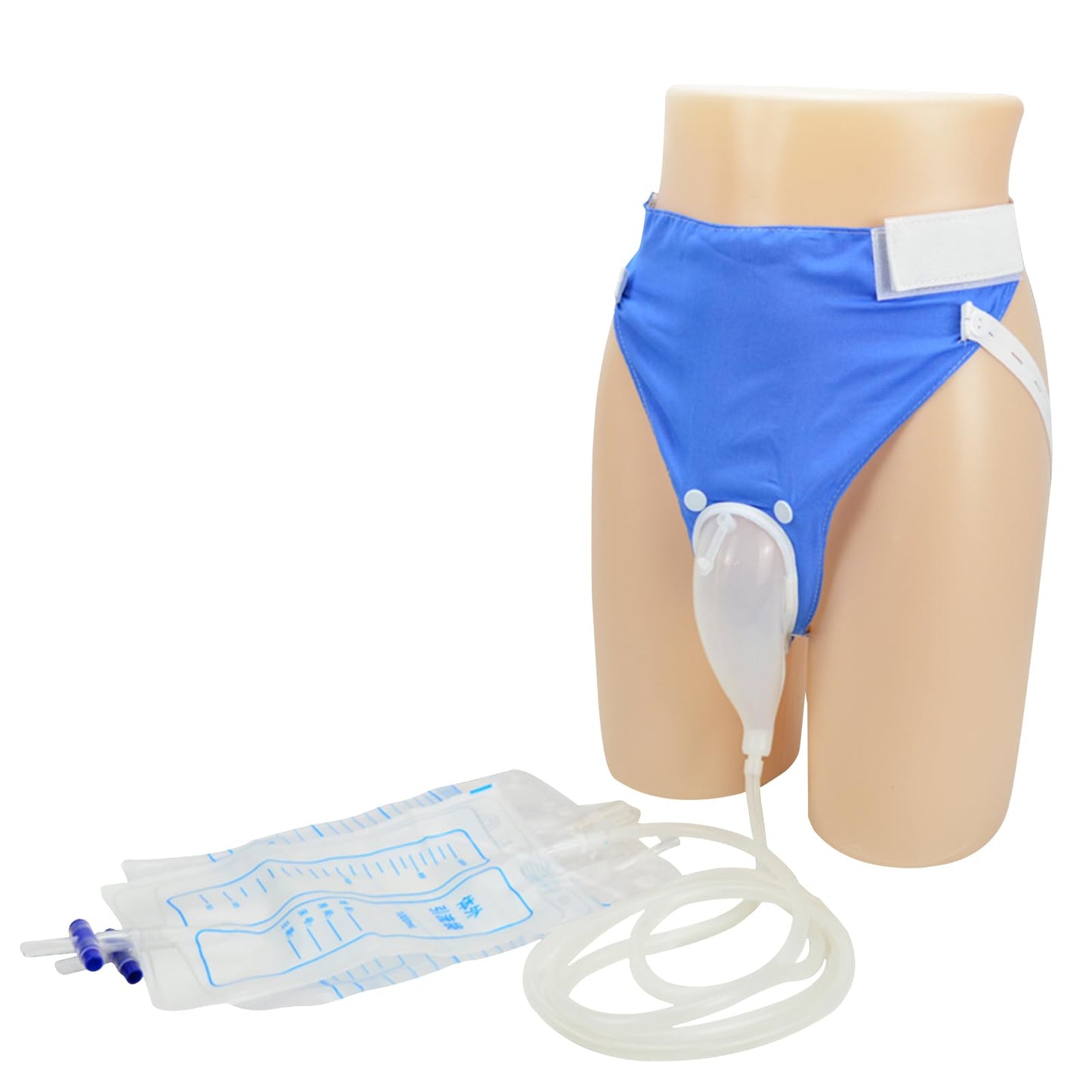 Urinal Bottles for Men, Reusable, Portable, with 2 Urine Bags (Blue - Older Men)