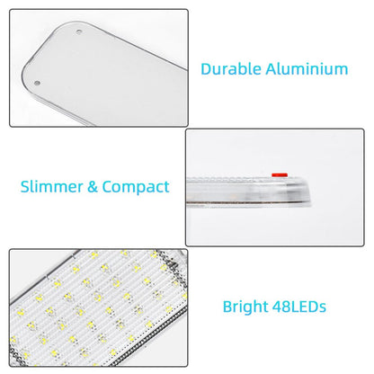 URAQT 48 LED interior lighting car, 2 pieces super bright 800LM 12V LED car interior lighting with switch 6000K white light