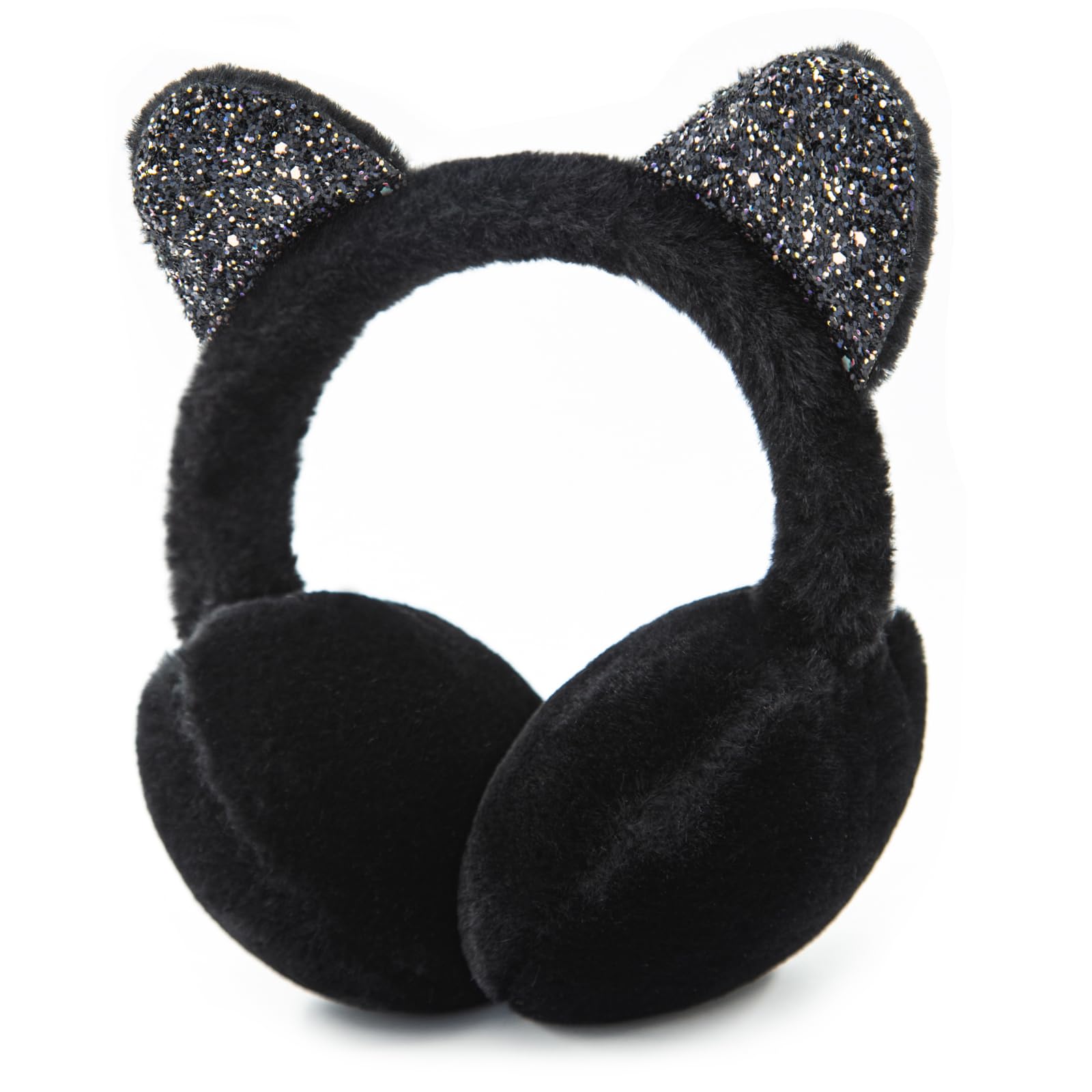 Ear Muffs for Girls Soft Plush Adjustable Warmers – Winter Black