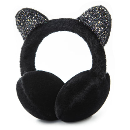 Ear Muffs for Girls Soft Plush Adjustable Warmers – Winter Black