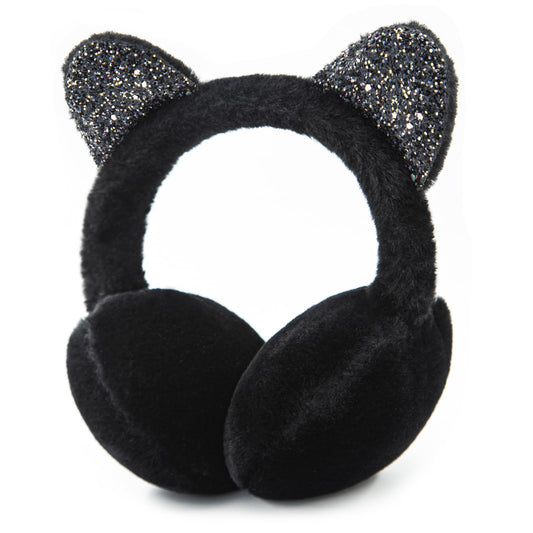 Ear Muffs for Girls Soft Plush Adjustable Warmers – Winter Black