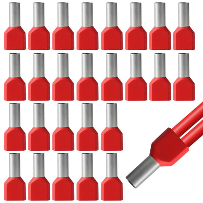 Aoyfuwell 100 pieces wire end ferrules 10 mm², twin wire end ferrules 10 mm² double set, cable flats for cable connections,