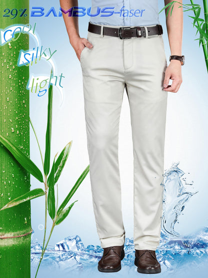 Men’s Lightweight Summer Trousers Stretch Bamboo-Linen Blend – Various