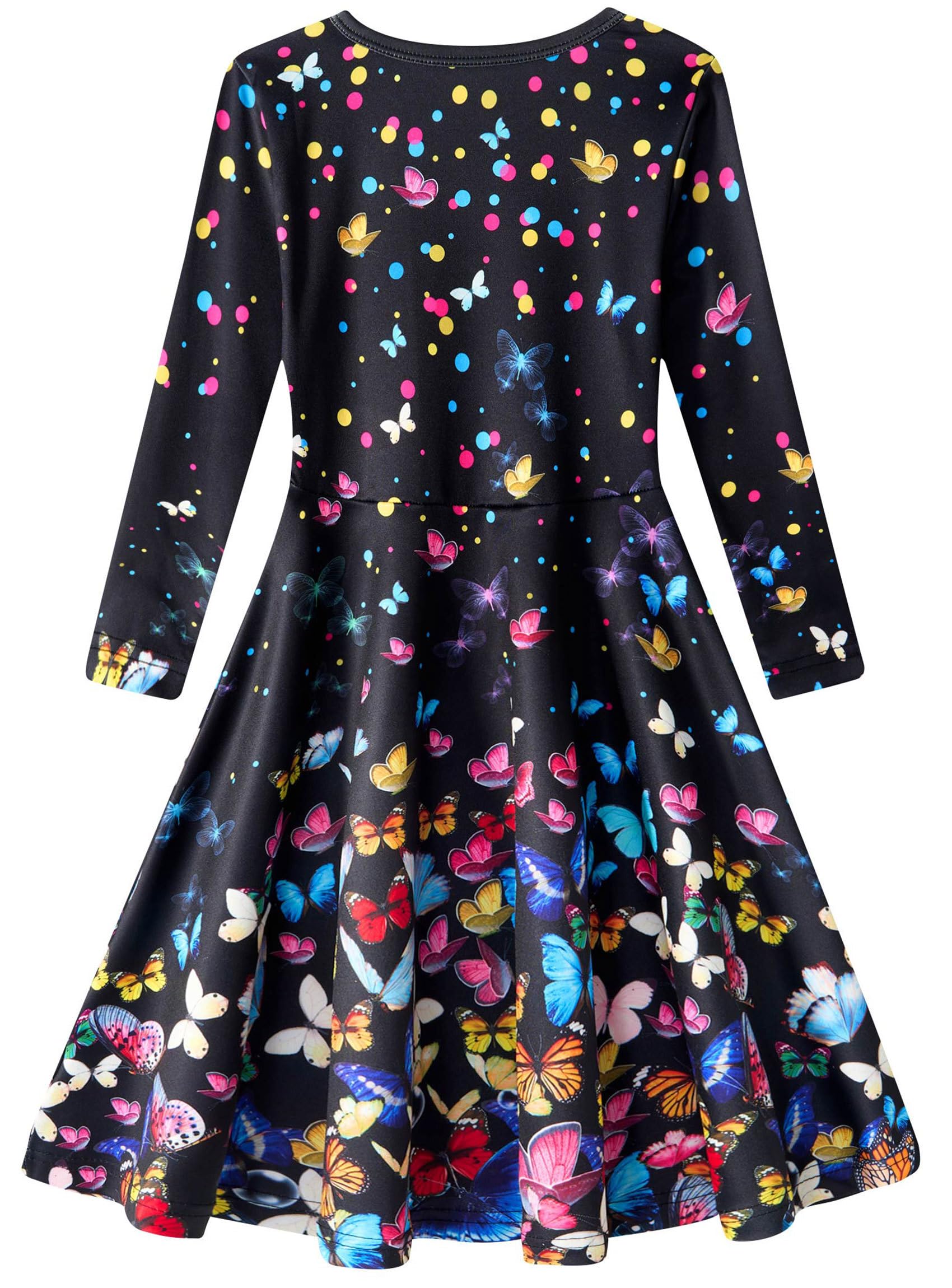 Girls Long Sleeve Colourful Butterfly Dress – 10–12 Years