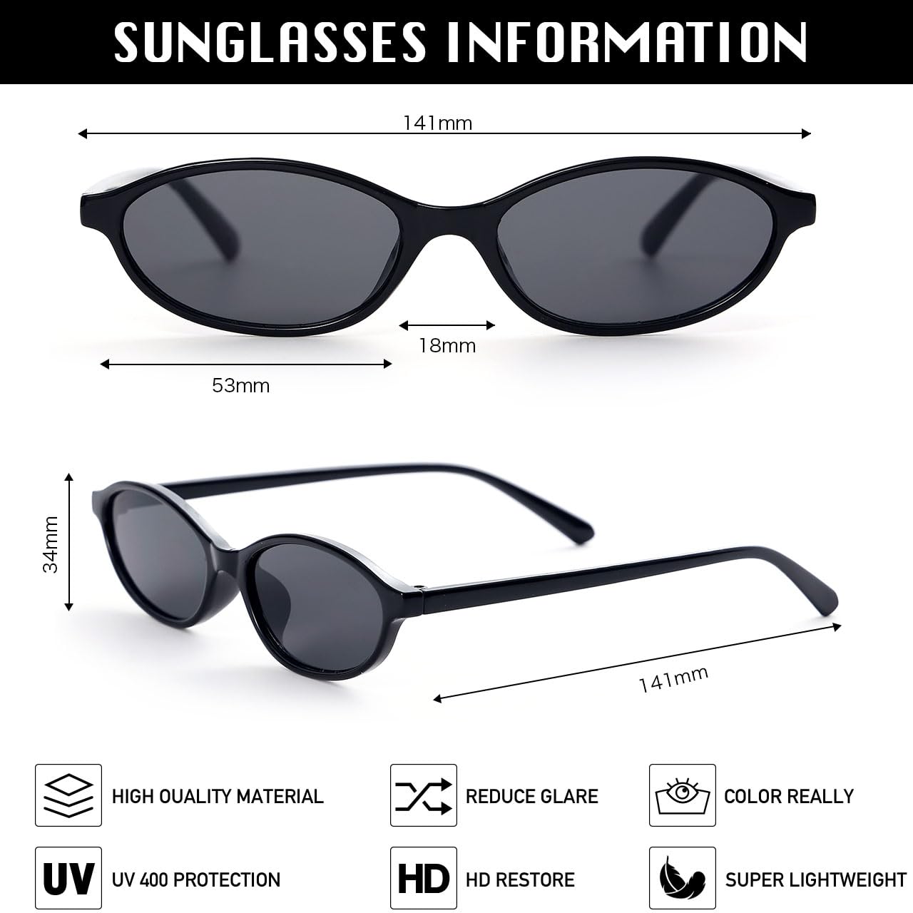 Retro 90s Sunglasses Set 4pcs Vintage Unisex Fashion Party Glasses – Black
