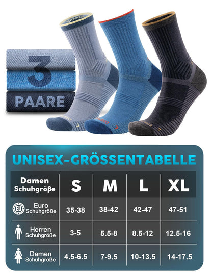 Men's Merino Wool Hiking Socks Compression Cushioned Breathable Anti-Sweat – Light Denim EU47-51