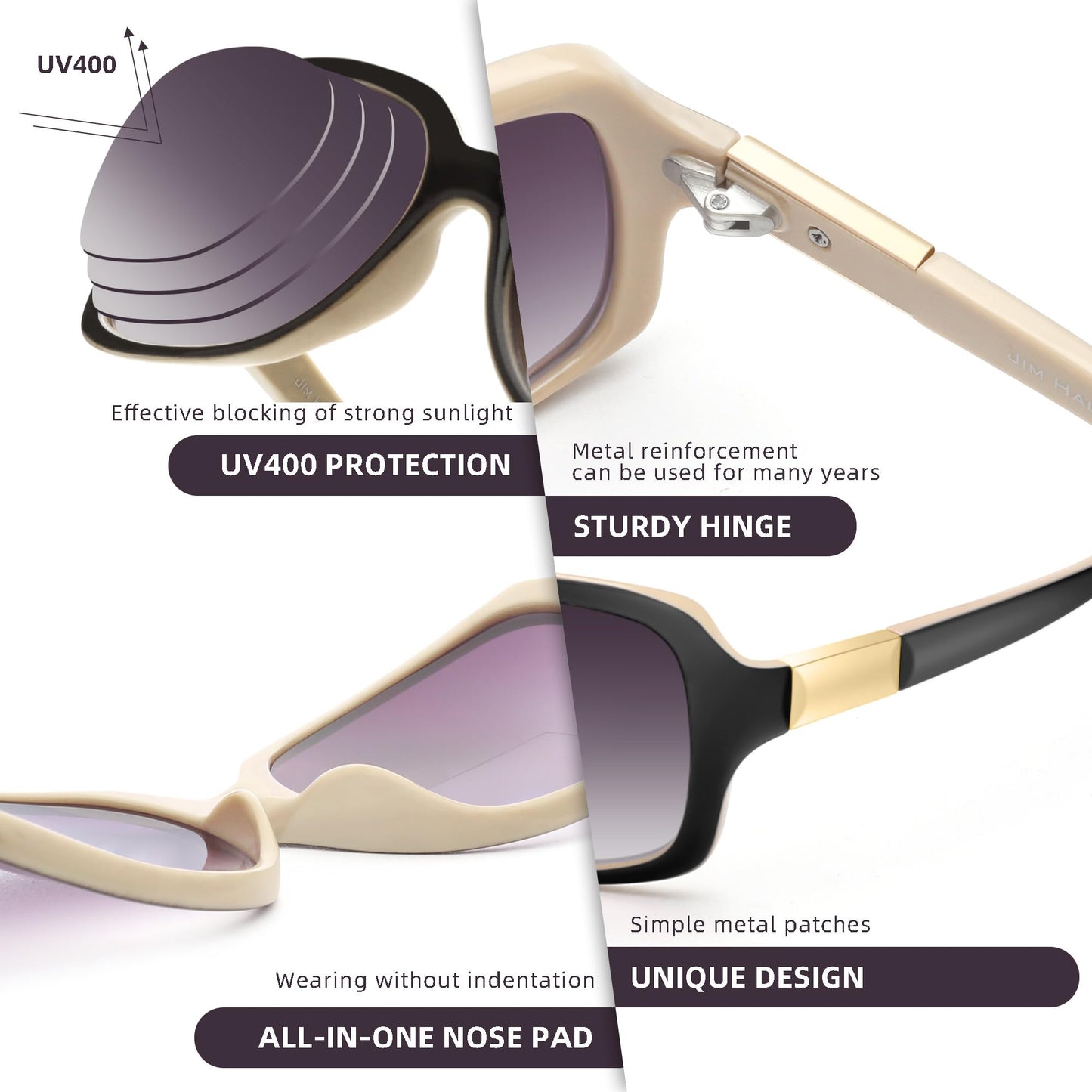 JM Classic Bifocal Reading Glasses Square Stylish Gradient Sunglasses Readers for Women +1.5 Black