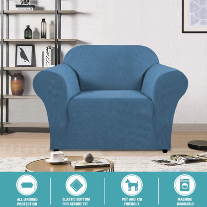 Stretch Armchair Cover Single Lycra Textured Jacquard – Powder Blue