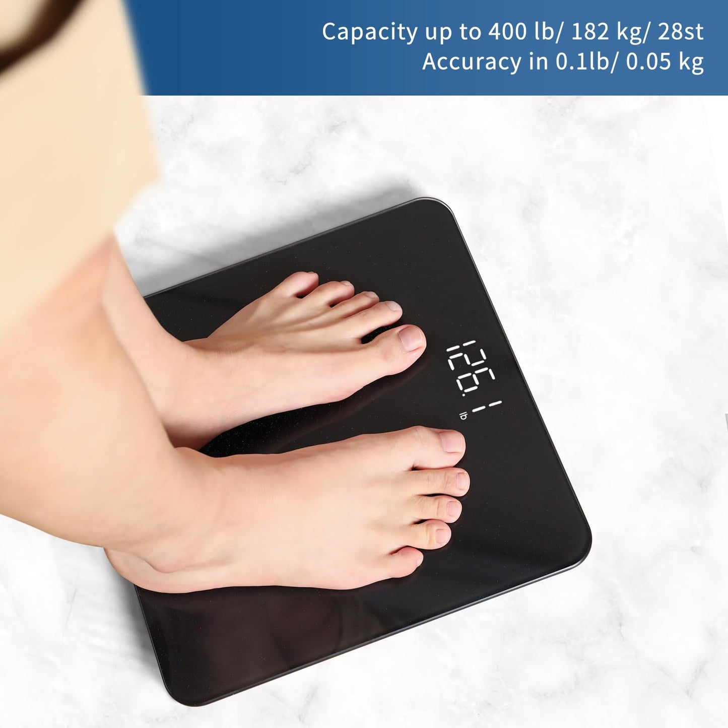 Vitafit Digital Bathroom Scale, High Accuracy, LED Display, Step-On Function, 182 kg Capacity, 3 x AAA Batteries Included,