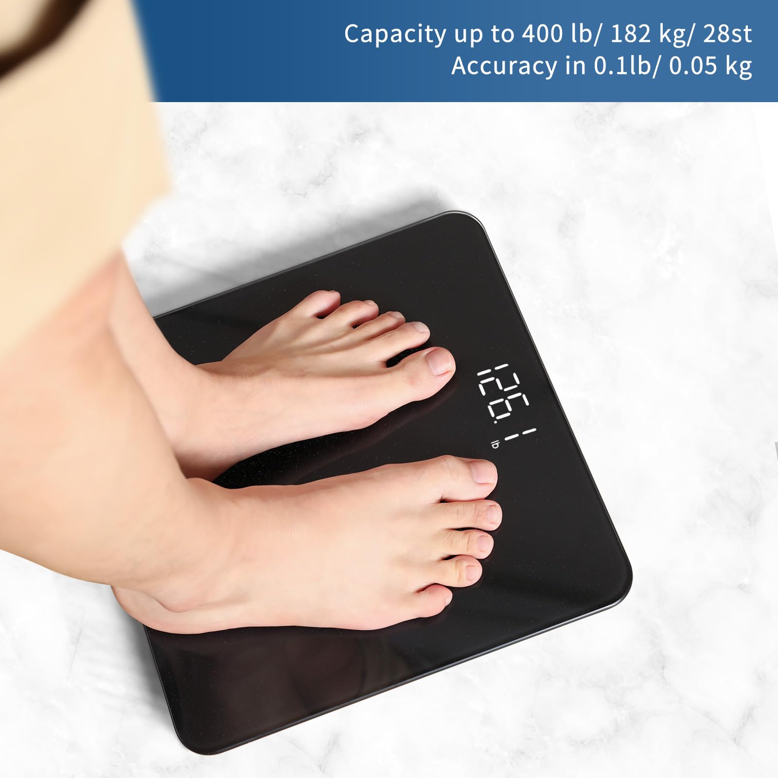 Vitafit Digital Bathroom Scale, High Accuracy, LED Display, Step-On Function, 182 kg Capacity, 3 x AAA Batteries Included,