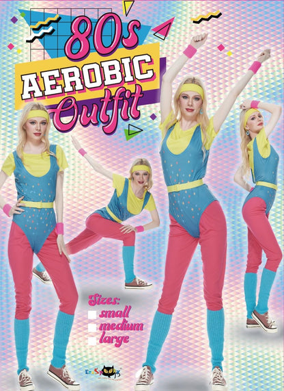 Women's Retro 80s Aerobic Outfit Sportswear Cosplay – One Size