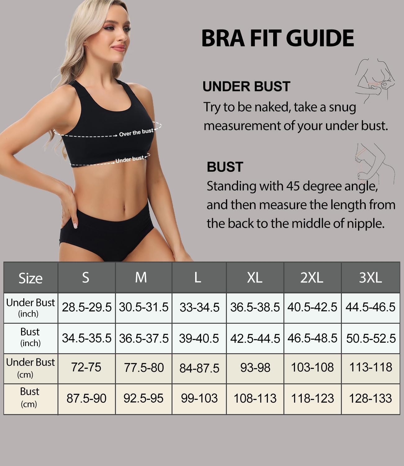 Women's Cotton Bustier Wireless T-Back Bra Light Support 3-Pack – Black M