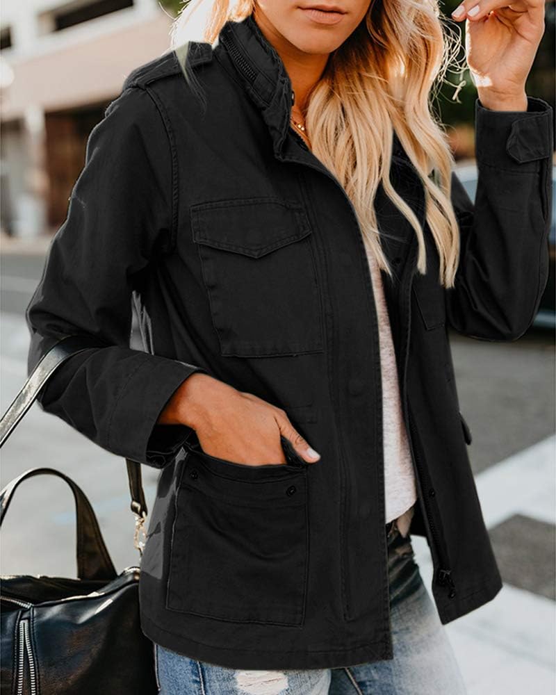 Imily Bela transitional jacket women's lightweight summer jacket autumn stand-up collar jacket boyfriend parka summer jacket