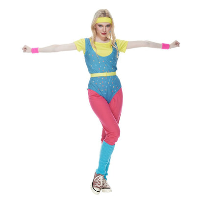 Women's Retro 80s Aerobic Outfit Sportswear Cosplay – One Size