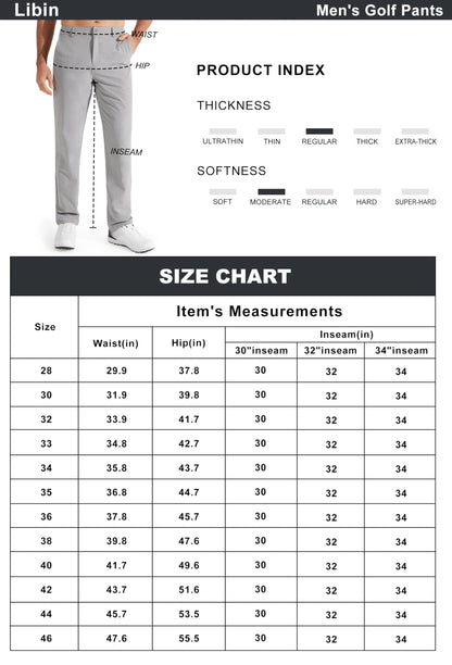 Libin Men's Slim Fit Stretch Work Dress Pants Quick Dry Lightweight – Black 30/32