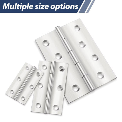 Stainless Steel Door Hinges for Wooden Doors with 60 Screws – 44mm x 31mm, 10 Pieces