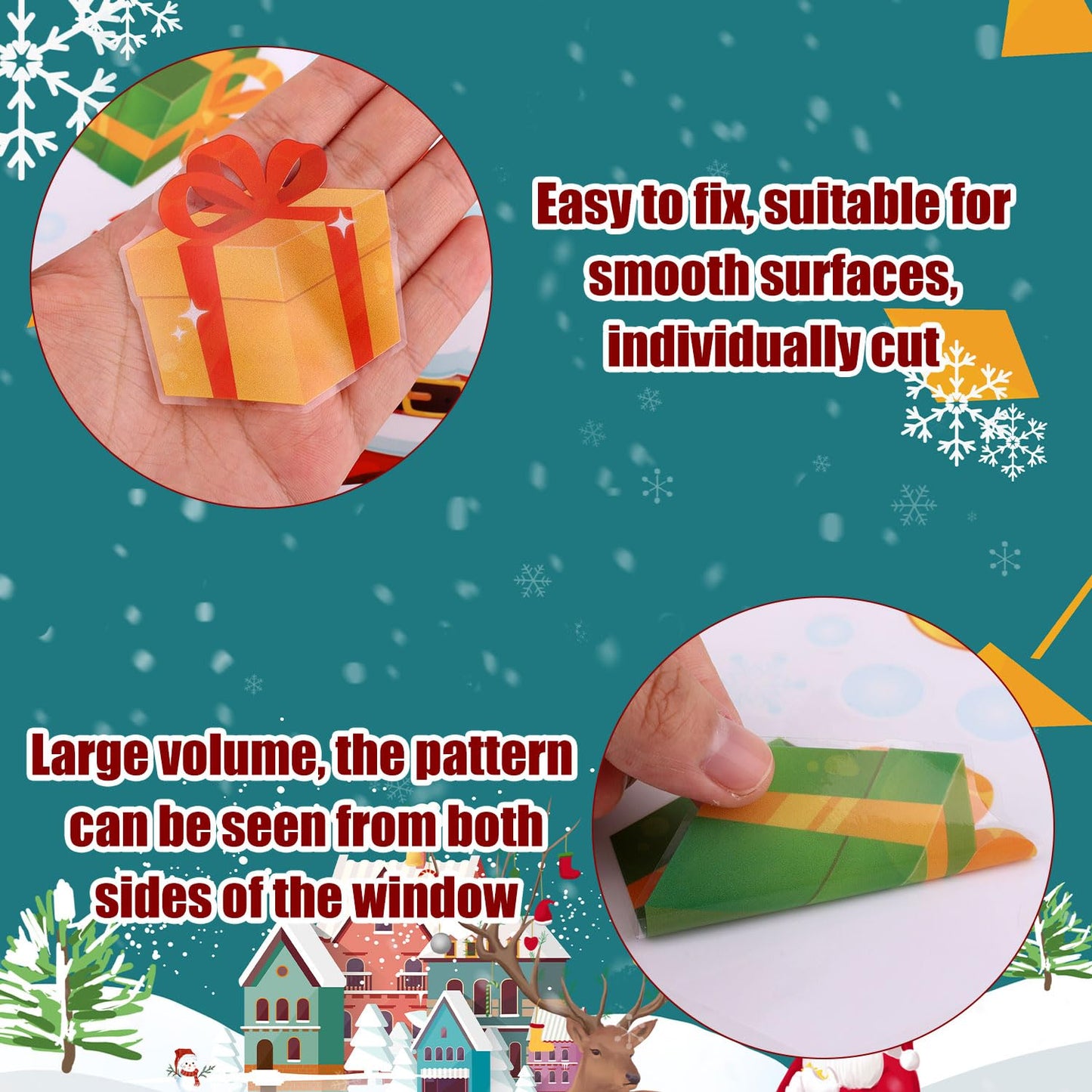 6 Sheets Christmas Window Decorations, Double-Sided Christmas Window Stickers for Glass Windows Static Clings Christmas