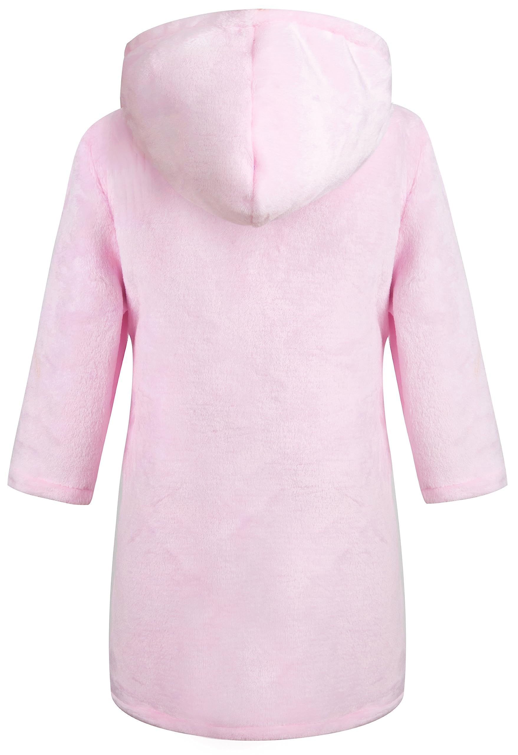 Children's Hooded Coral Fleece Bathrobe Cozy Toddler Hoodie Robe – Pink 4-5 yrs