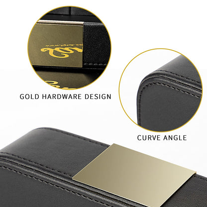 Luxury Leather Key & Valet Tray Gold Plated Metal Accent – Black