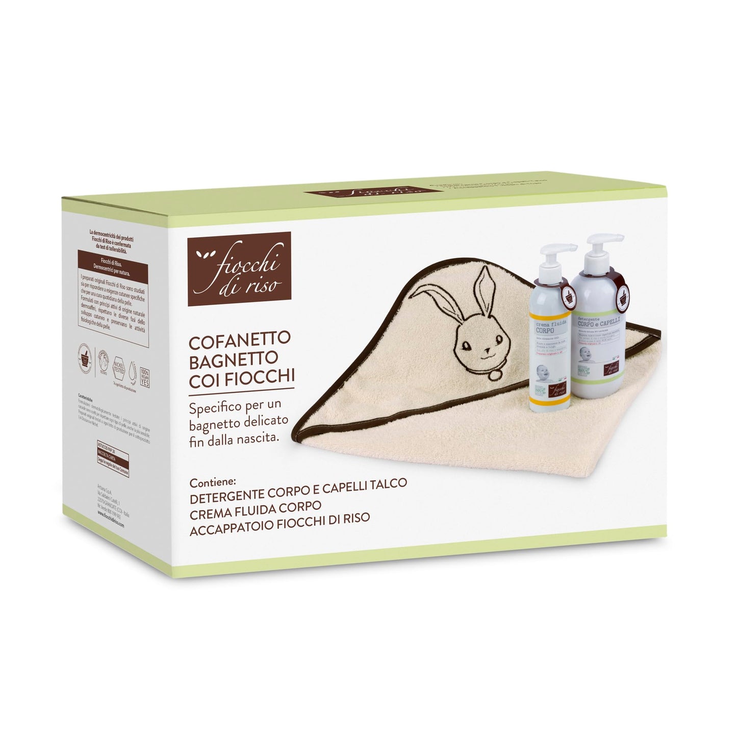 Bath Gift Set with Talc & Body Cleanser, Bathrobe – Rice Flakes Scent