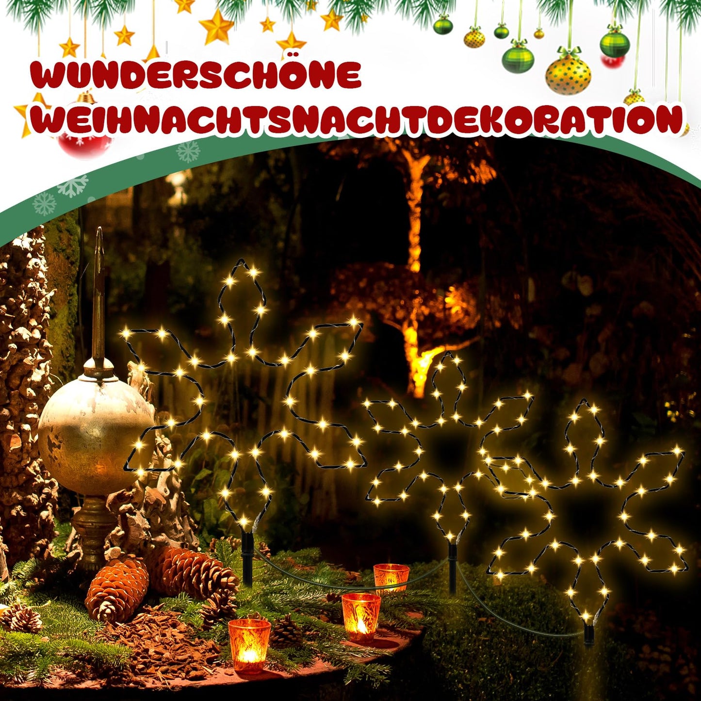 LED Snowflake Garden Stake with Timer Decorative Lighting – White