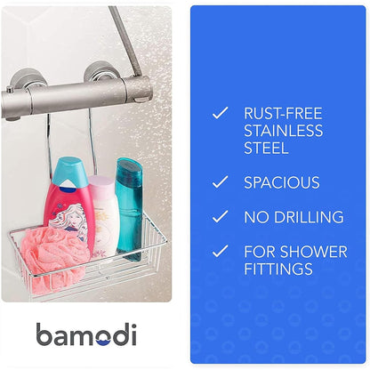 Bamodi hanging shower shelf, storage - chrome-plated - 70 x 18.5 x 19 cm - shower shelf - easy to attach - hanging shower